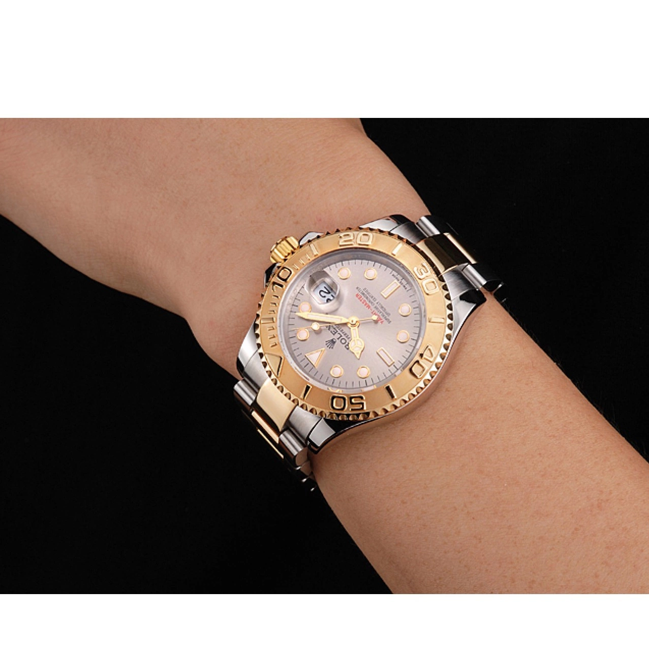 Rolex copies cheap Dial Case Rolex Bracelet Stainless Two Yacht-Master Gold Tone Steel Champagne Bezel Swiss 0715